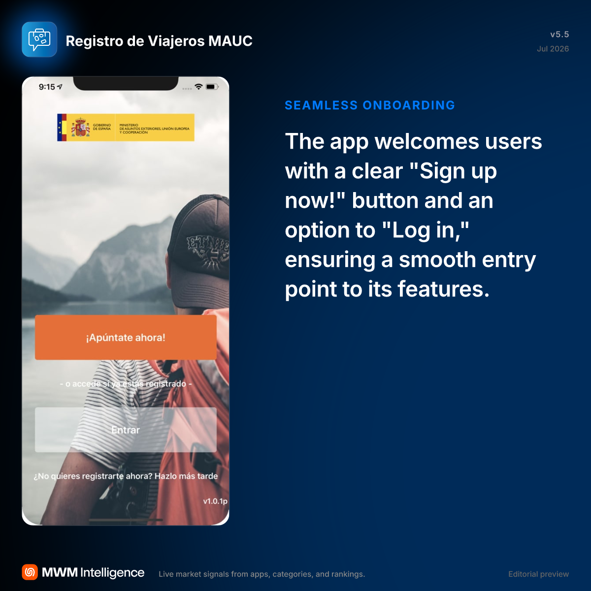 Registro de Viajeros MAUC - Travel App | MWM