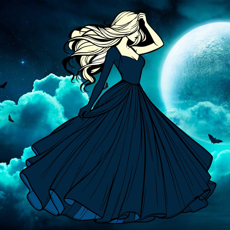 realistic woman with dress flowing in the wind