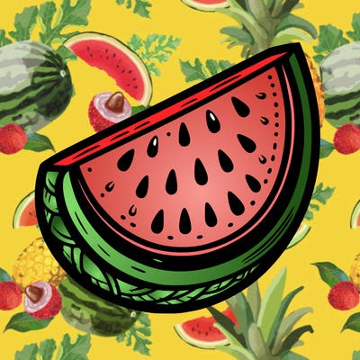 slice of water melon in the center