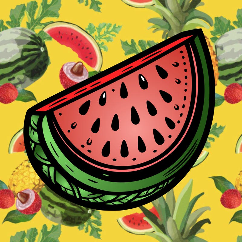 slice of water melon in the center