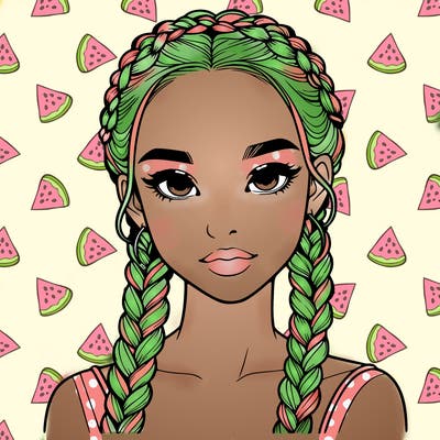 realistic girl with braids