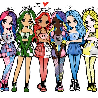 a group of girls realistic