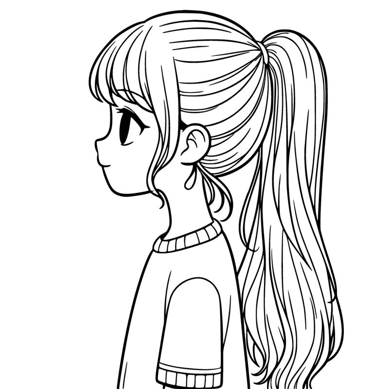 girl from side with blue background