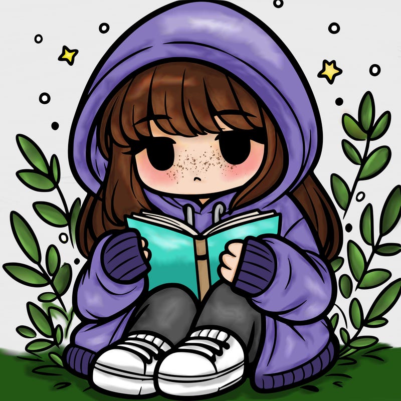 girl in oversized hoodie reading a book