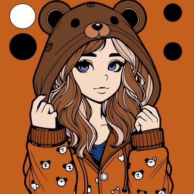realistic girl in a animal pjs hoodie