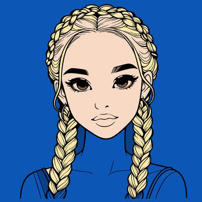 realistic girl with braids