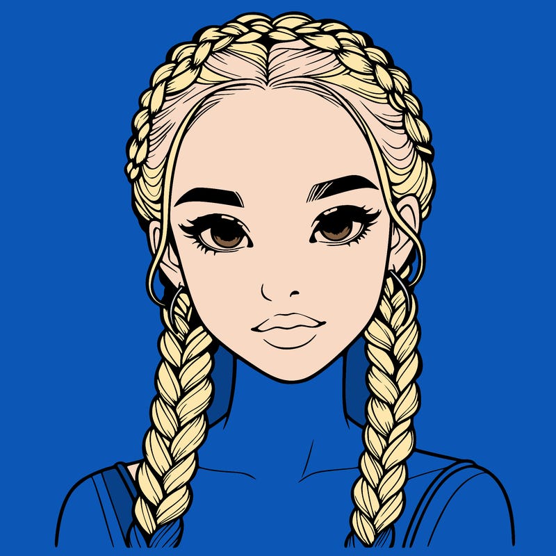 realistic girl with braids