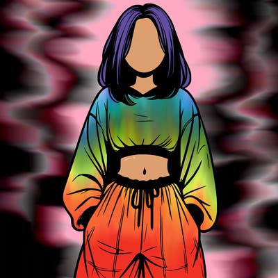 realistic girl faceless with baggy pants and a crop top
