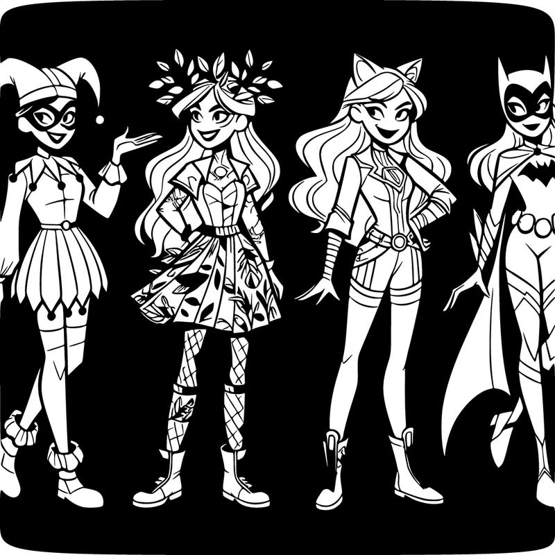 realistic harley quinn poison ivy catwoman and batgirl