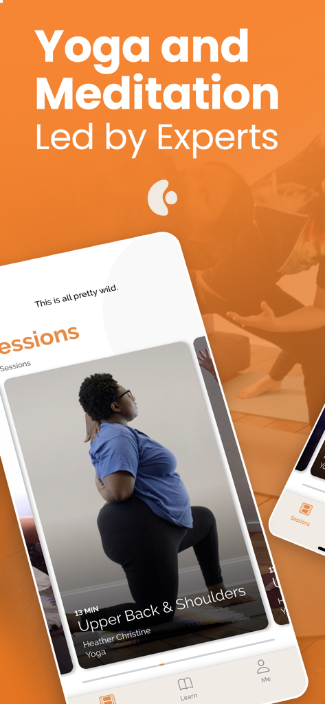 Interface de l'application Carry montrant des séances de yoga prénatal et de méditation dirigées par des experts
