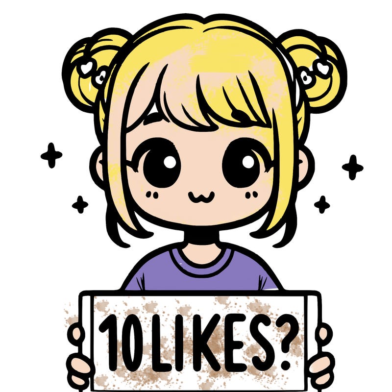 cute girl that is holding a sign that says 10 likes?