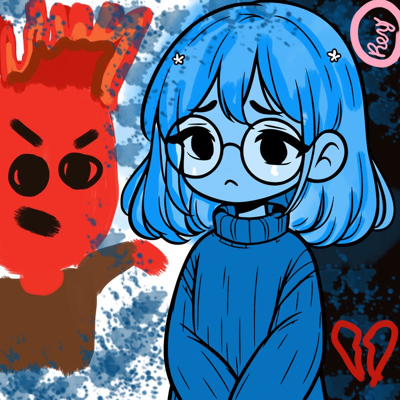 sad girl with glasses in a sweater