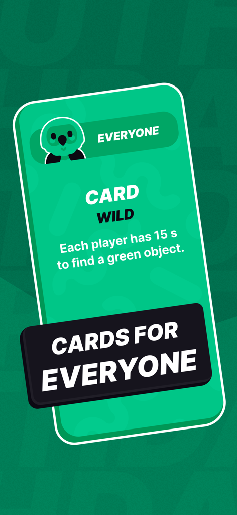 Party Animals: Truth or Dare - Un desafío de carta salvaje en la aplicación Party Animals pidiendo a todos los jugadores que encuentren un objeto verde en 15 segundos.