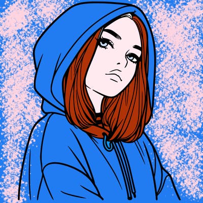 a realistic girl in a hoodie