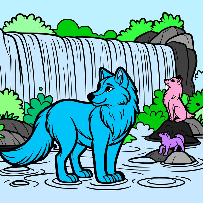 waterfall wolf