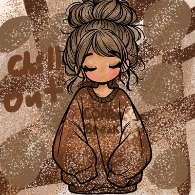 girl with baggy sweatshirt and messy bun