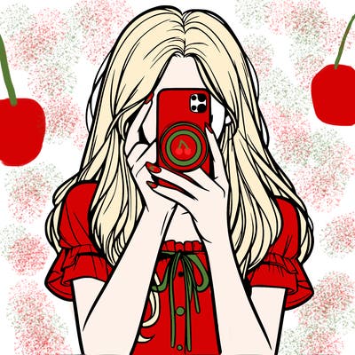 a realistic girl holding her phone taking pictures