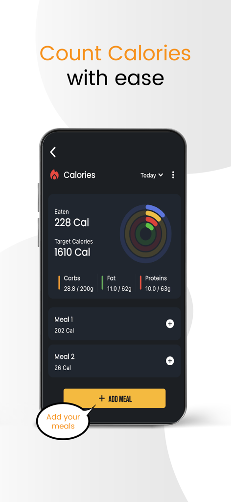 North Star Fitness - Calorie and macro tracking dashboard in the North Star Fitness app showing daily goals and meal logs.