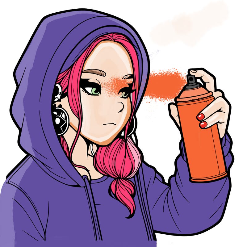 a realistic girl, spray painting