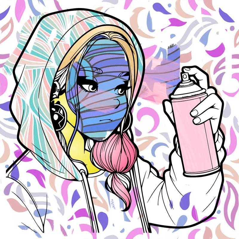 a realistic girl, spray painting