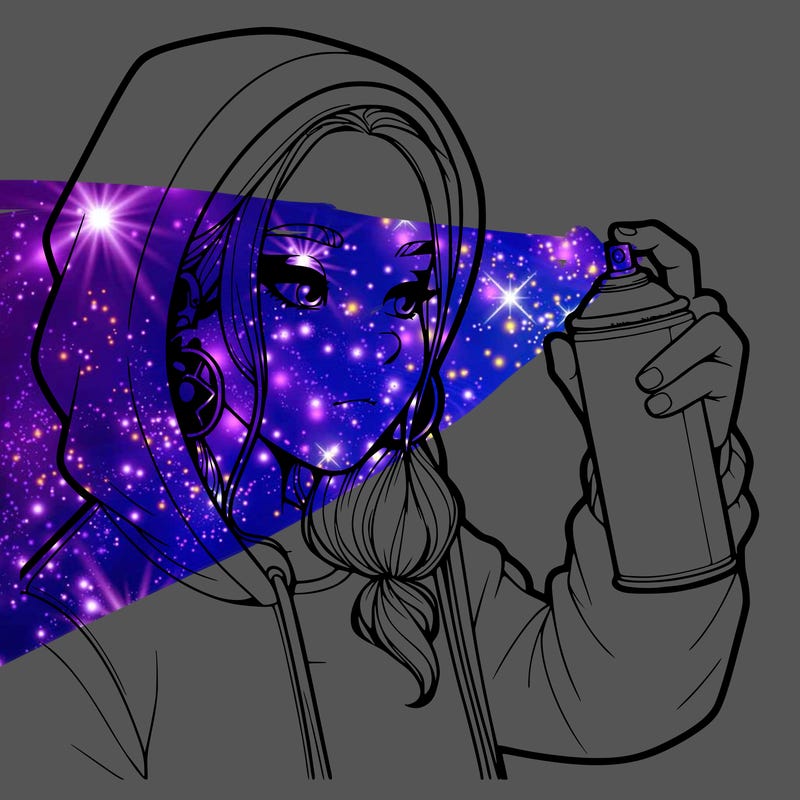 a realistic girl, spray painting