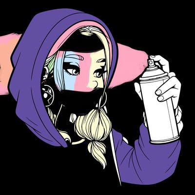 a realistic girl, spray painting