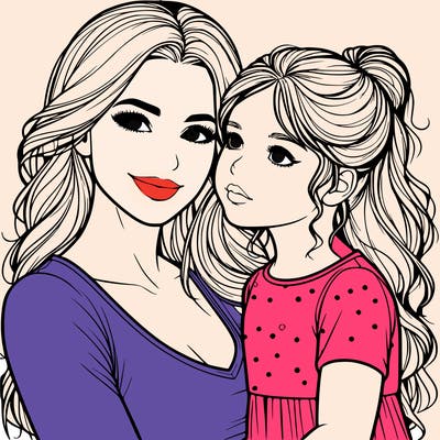 a realistic mom and daughter