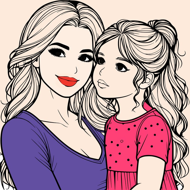 a realistic mom and daughter