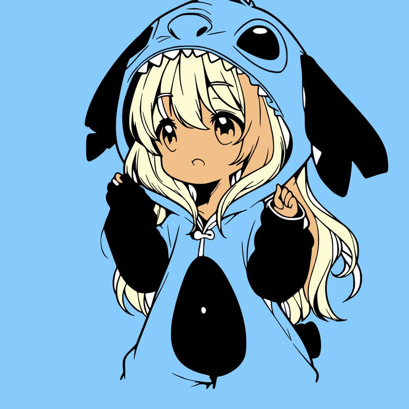 anime girl in a stitch onsie
