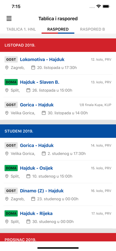 Naš Hajduk - Nas Hajdukアプリのハイドゥク・スプリトのサッカー試合スケジュール
