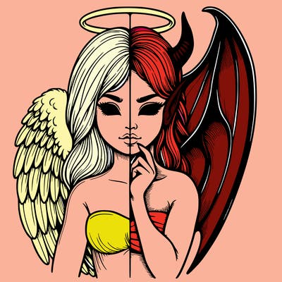 realistic angel half demon