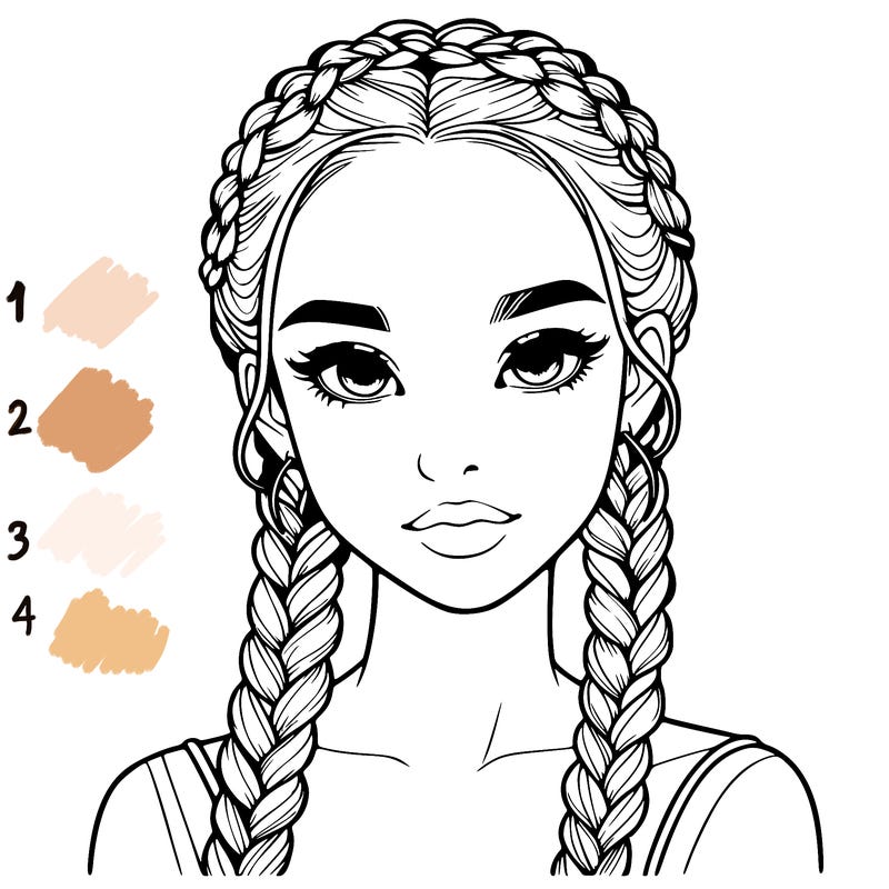 realistic girl with braids