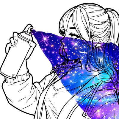 a realistic girl spray, painting