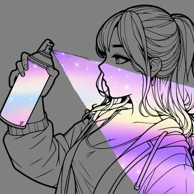 a realistic girl spray, painting