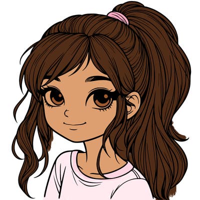 realistic girl with ponytail