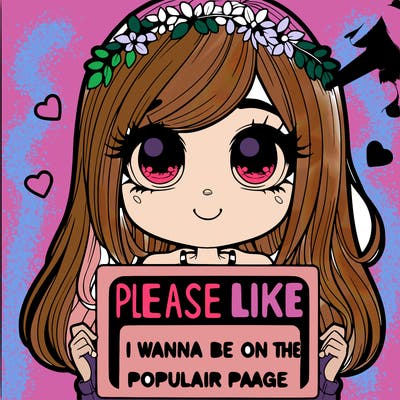 realistic girl holding up a sign that says please like i wanna be on the popular page