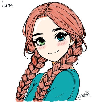 realistic girl with braids