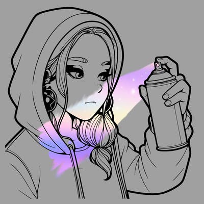a realistic girl, spray painting