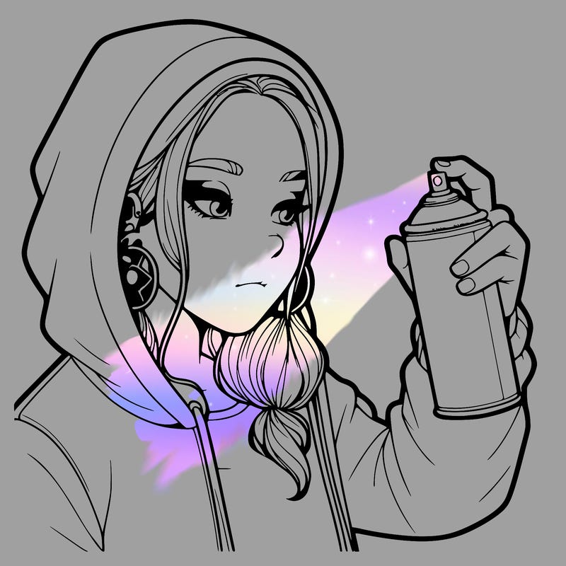 a realistic girl, spray painting