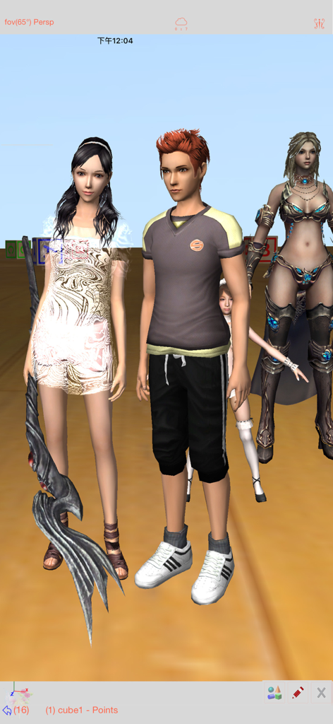 Sketch 3D - Several detailed 3D character models displayed within the Sketch 3D app interface