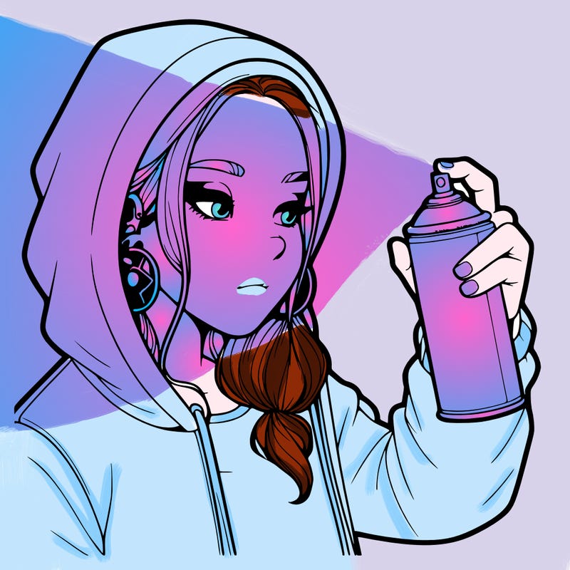 a realistic girl, spray painting