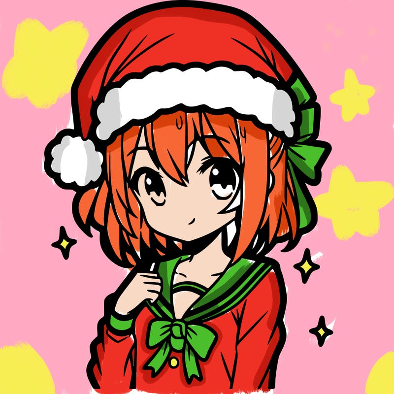 anime girl wearing a santa hat