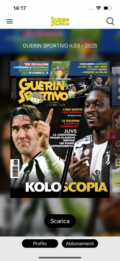 GS Guerin Sportivo - Aplicación móvil GS Guerin Sportivo mostrando la portada de una revista digital de fútbol