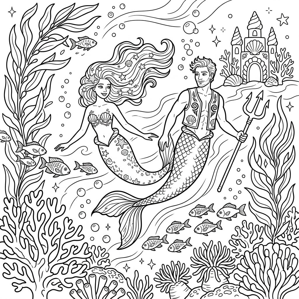 Merfolk Coloring Page - Free Printable Ocean Fantasy Fun — Color Pop