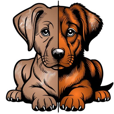 realistic dog split picture