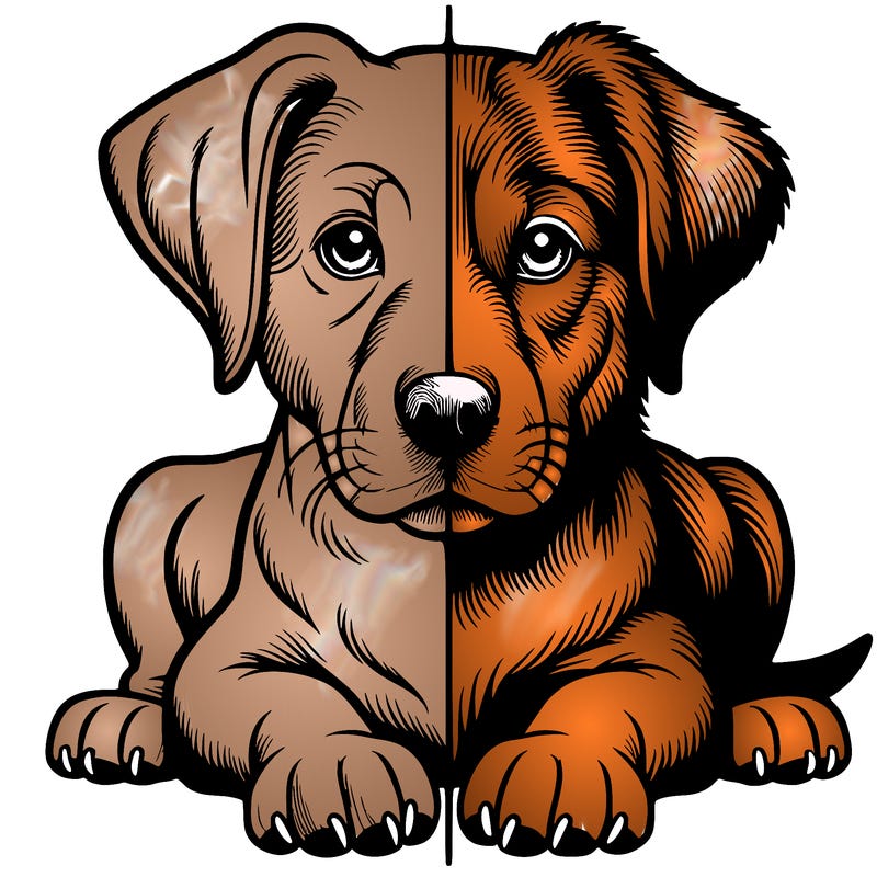 realistic dog split picture