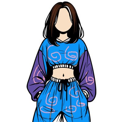 realistic girl faceless with baggy pants and a crop top