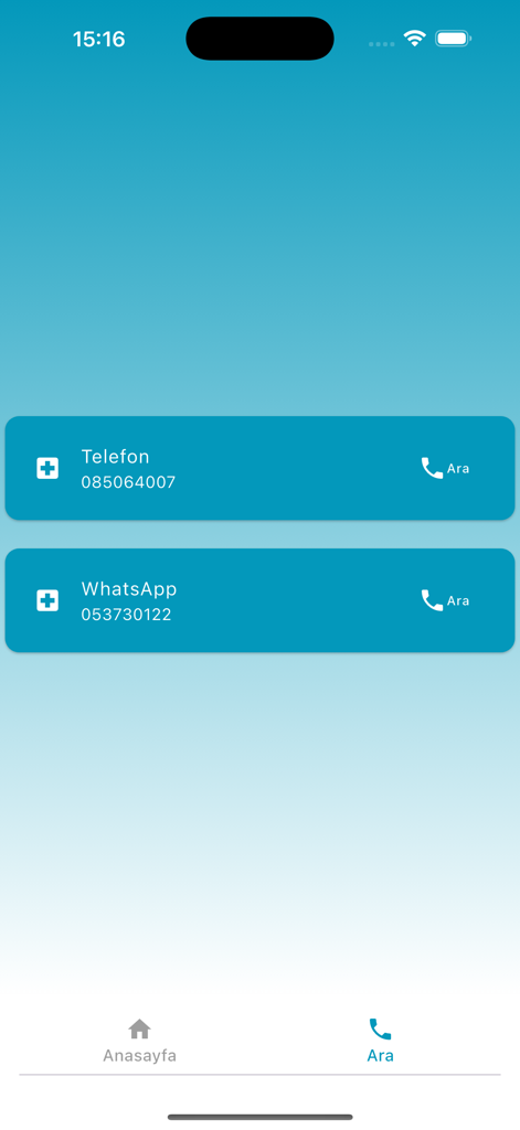 Tela de contato do aplicativo Datalab exibindo opções de suporte por telefone e WhatsApp