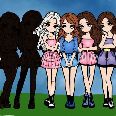 a group of girls realistic