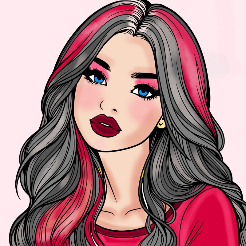 realistic girl with hair on her hair and lips